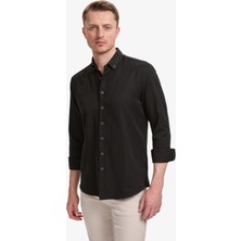 Pierre Cardin Erkek Siyah Oxford Slim Fit Kolay Ütülenebilir Gömlek 50320902-VR046
