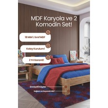 Renazzo Mobilya Letto Çift Kişilik 18 mm Mdf Modern Karyola ve Ikili Komodin Seti