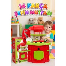 Farbu Oyuncak Minik Şefin Mutfağı! 14 Parçalı Mutfak Aletli 72CM Eğitici Oyuncak Mutfak Seti
