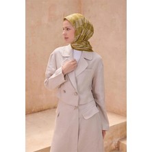 Belli Geometrik Desen Premıum Soft Hardal Eşarp 14