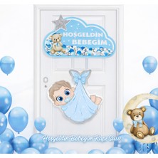 Dizayn Parti Evi Dzyn Hoşgeldin Bebeğim Kapı Süsü Erkek Bebek Mavi Kapı Dekoru Baby Shower Hastane Odası Süsü