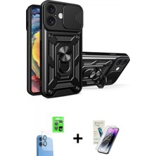 Marsilyan™- iPhone 16 Kılıf Ahenk Klasik - Şeffaf Pasifik Cam Ekran Koruyucu + Lacivert Raze Metal Kamera Lens