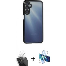 Marsilyan™- Galaxy A25 5g Kılıf Vadi Minimal - Siyah 3D Antistatik Cam Ekran Koruyucu + Şeffaf Kamera Lens Koruma Cam
