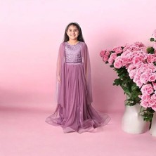 Ahsenim Bebe Gümüş Sim Roba Tül Kol Abiye Elbise