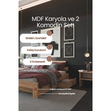 Renazzo Mobilya Lotus Iki Çekmeceli Karyola ve Iki Adet Komodin Seti - Birinci Sınıf 18 mm Mdf Karyola