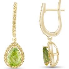 Lial Diamond 2.14 Karat Pırlanta Peridot Küpe ,doğal Pırlanta, Sertifikalı Mücevher