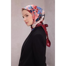 Belli Çiçek Desen Ipek Eşarp 4220D (Twıll) Bordo - 36