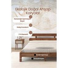 Renazzo Mobilya Lotus Modern Ahşap Karyola - Özel Tasarım 2'li Başlık Detaylı Modern Masif Çam Karyola