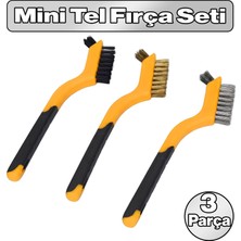 Badem10 Mini Tel Fırça Seti 3 Parça 180 mm Tepeli Metal Pas Boya Çok Amaçlı Temizleme Çelik Fırça Seti