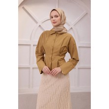 Belli Geometik Desen Ipek Eşarp 4203D (Twıll) Bej - 02