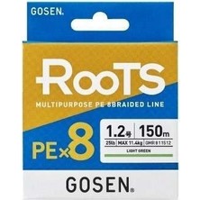 Gosen X8 Roots Pe 8 Örgü Spin Ip Misina 150MT Ayeşil