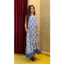 Leilaa Halter Yaka Maxi Pamuk Elbise