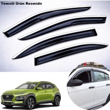 Caraks Hyundai Kona Mügen Cam Rüzgarlığı Abs Krom Nikelajlı Cam Rüzgarlığı 2017-2025 Arası 4 Lü Set