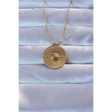 Cristal Home ZARİF FIRSAT 316 L Altın Renk Işlemeli Göz Kolye