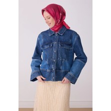 Belli Pembe Çiçek Desen %100 Twill Ipek Eşarp 4306-30