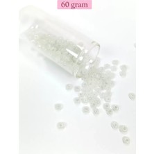 Herşey Trend Herşeytrend Dökme Cam Kum Boncuk Büyük Boy (6/0) 4 mm - 60 Gram - Inci Beyaz - BNC117