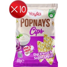 Yayla Popnays Cips Ekşi Krema ve Soğan Çeşnili Mısır ve Pirinç Patlağı 80 g x10