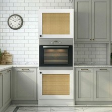 Kenz Life Kenzlife Ankastre Fırın Dolabı Bige Mat Beyaz 180*60*56 Hazeran Kare Kapak Mdf Gövde