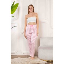 Pembe Çizgili Viskon Tek Alt Pijama