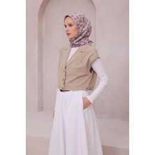 Belli Çiçek Desen Ipek Eşarp 4204D (Twıll) Lila - 33