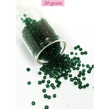 Herşey Trend Herşeytrend Dökme Cam Kum Boncuk (8/0) 3 mm - 20 Gram - Şeffaf Koyu Yeşil - BNC155