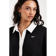 Nike Sportswear Oversize Street Ss Womens Polo Top Polo Yaka Bol Kesim Kadın Tişört Siyah