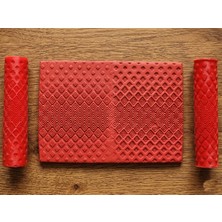 Atölye Dekupaj Model 249 - Geometrik Geçiş - Deboss & Emboss Ikili Set - Polimer Kil Seramik Çamuru Doku Oklavası