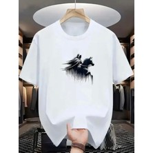 Amor Man Büyük Beden Özel Tasarım Glgelerin  Savaşçısı Baskılı %100 Pamuk Yeni Sezon Erkek T-Shirt