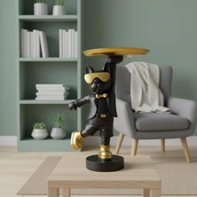 Elifeshop Lüks Gözlüklü Bulldog Anahtar Tepsisi Biblo Dekoratif Organizer Sehpa Ofis Ev Hediyesi 30 cm