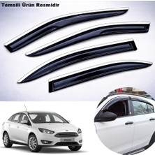 Caraks Ford Focus 4 Sedan Mügen Cam Rüzgarlığı Abs Krom Nikelajlı Cam Rüzgarlığı 2015-2018 Arası 4 Lü Set
