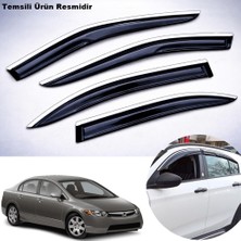 Caraks Honda Civic Mügen Cam Rüzgarlığı Abs Krom Nikelajlı Cam Rüzgarlığı 2007-2012 Arası 4 Lü Set