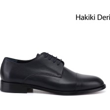 Gönderi(r) Erkek Lacivert Antik  Bağcıklı Kösele Taban Hakiki Deri Klasik Ayakkabı