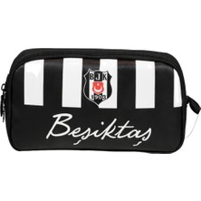 Beşiktaş Lisanslı Kalem Çantası - Siyah Beyaz Çift Bölmeli Taraftar Kalemliği