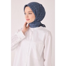 Belli Geometrik Desen Modal Lacivert Eşarp 7