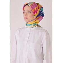 Belli Geometrik Desen Ipek Eşarp 4046D (Twill)-35