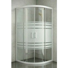 Durul Duşakabin Oval 5 mm Trio Desen Temperli Cam Beyaz Profil 190 cm