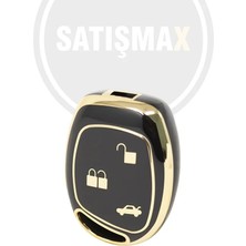 Satışmax Lüx Ford Fiesta Mondeo Focus Transit Fusion 3 Buton Nano Anahtar Kılıfı Siyah Gold Altın Renk
