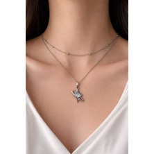 Aurevyn Design Çelik Ikili Yıldız Kolye