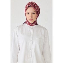 Belli Geometrik Desen Premıum Soft Bordo Eşarp 3
