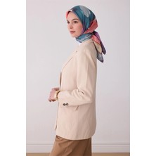 Belli Çok Renkli Çiçek Desen %100 Twill Ipek Eşarp 4306-84