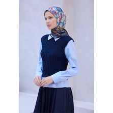 Belli Etnik Desen Nova Siyah - Lacivert Eşarp 1003