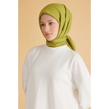 Belli Geometrik Desen Veyra Yağ Yeşili Eşarp 2