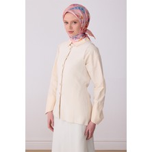 Belli Pembe Obje Desen %100 Twill Ipek Eşarp 4316-01