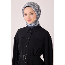 Belli Geometrik Desen Modal Füme Eşarp 7