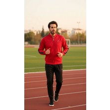 Fore Sport Erkek %100 Polyester Rashell Kumaş Kırmızı Kolej Yaka Eşofman Takımı