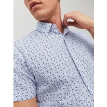 Jack & Jones Erkek Kısa Kollu Gömlek 12226009 Jprblasummer Lınen Prınt Shırt S/s Ln