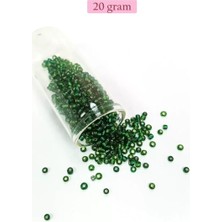 Herşey Trend Herşeytrend Dökme Cam Kum Boncuk (8/0) 3 mm - 20 Gram - Şeffaf Asker Yeşili - BNC177