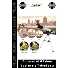 Carlburn Özel Üretim Profesyonel 50MM Mercekli Uzay Refraktör Tripodlu Astronomi Gözlem Başlangıç Teleskopu