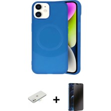 Marsilyan™- iPhone 11 Kılıf Ufuk Serisi - Siyah 3D Antistatik Hayalet Cam Ekran Koruyucu + Sarı Renkli Kamera Lens Koruma Cam