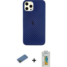 Marsilyan™- iPhone 12 Pro Max Kılıf Nova Çizgi - Siyah Polymer Nano Ekran Koruyucu + Gold Shine Kamera Lens Koruma Cam